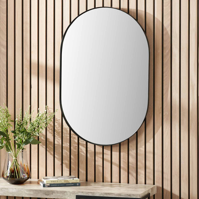 Calista Black Oval Wall Mirror