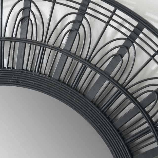 Adira Black Bamboo Round Mirror