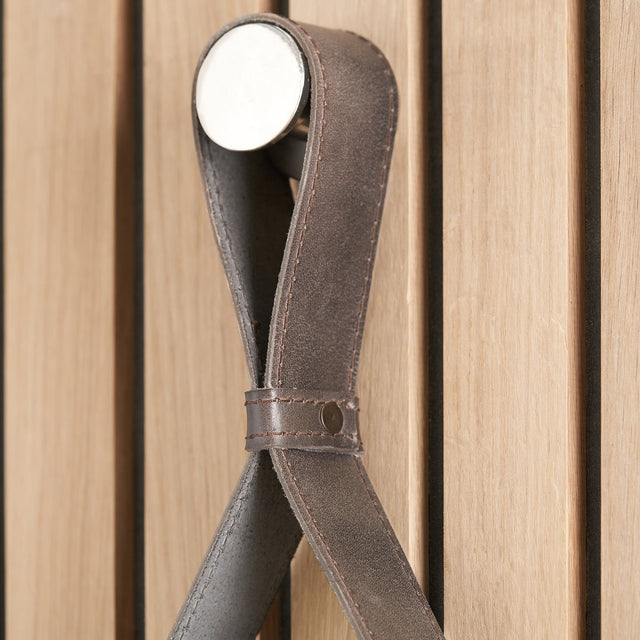 Otto Peppercorn Leather Frame Round Wall Mirror