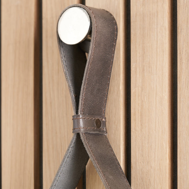 Otto Peppercorn Leather Frame Round Wall Mirror