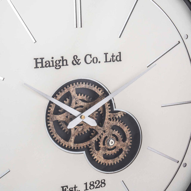 Jax Ivory and Silver Cog Wall Clock