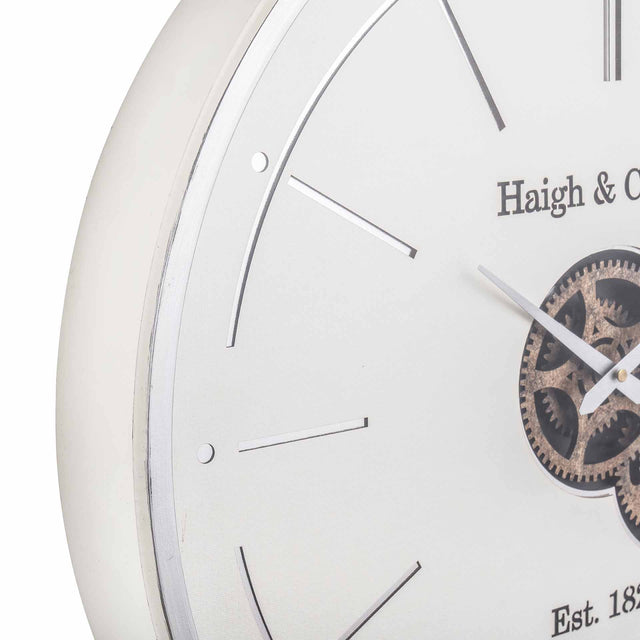 Jax Ivory and Silver Cog Wall Clock