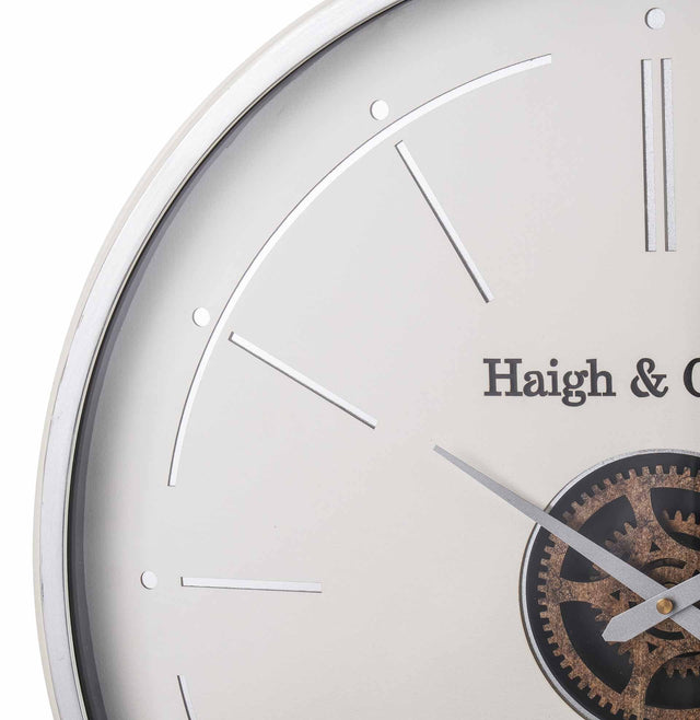 Jax Ivory and Silver Cog Wall Clock