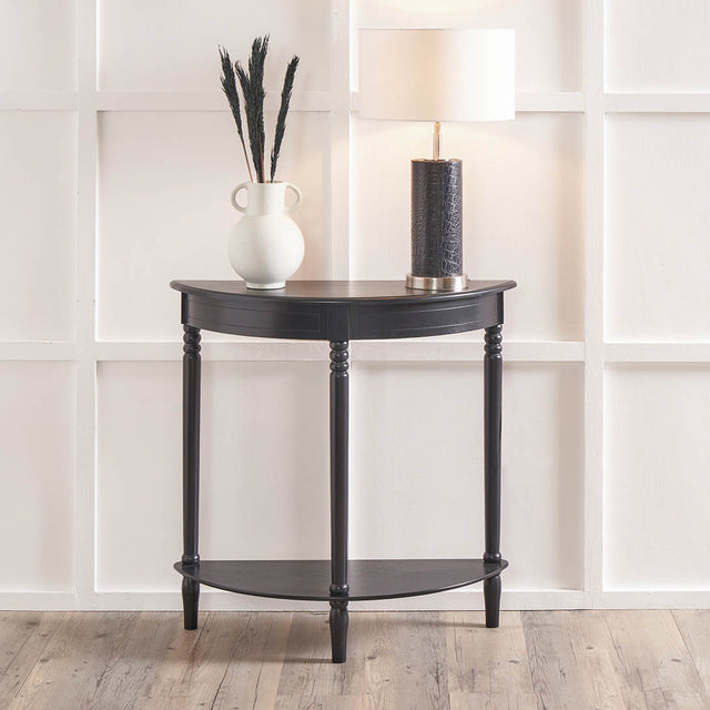Cleveland Black Wood Half Moon Console Table