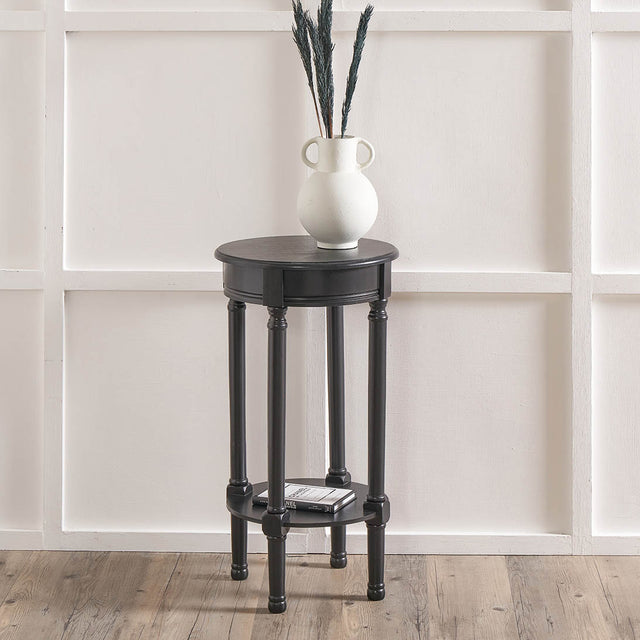 Cleveland Black Wood Round Accent Table