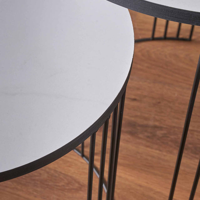 Malin White Marble Finish Side Tables S/2