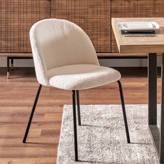 Lea White Boucle Dining Chair