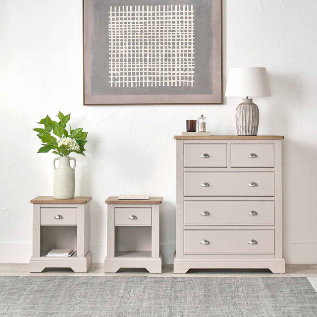 Stanton Oak and Parchment Wood Bedroom Furniture Set