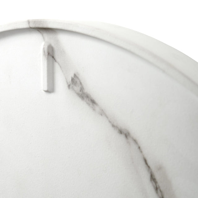 Leia White Marble Finish Round Wall Clock