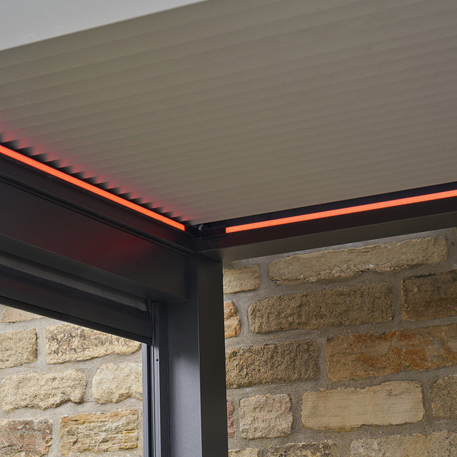 Abierto 3m x 4m Electric Pergola with Retractable Roof and LED Lighting