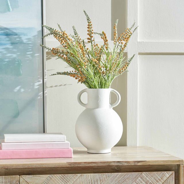 Taluka White Vase with Handles