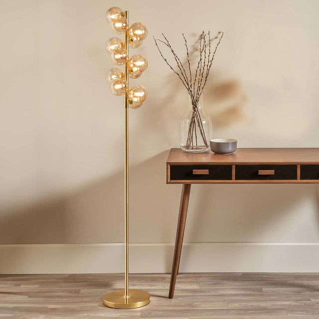 Arbus Lustre Glass Ball & Gold Floor Lamp