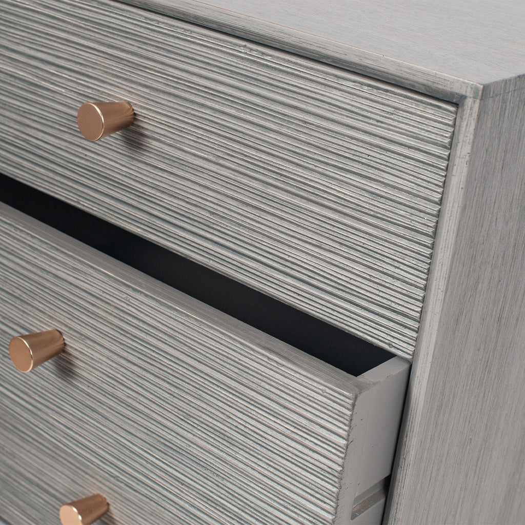 Grey Pine Wood 3 Drawer Bedside Table Furniture