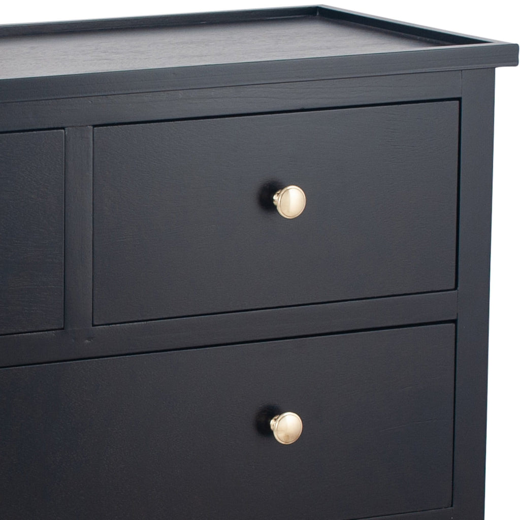 Bloomsbury Satin Black Pine Wood 4 Drawer Unit