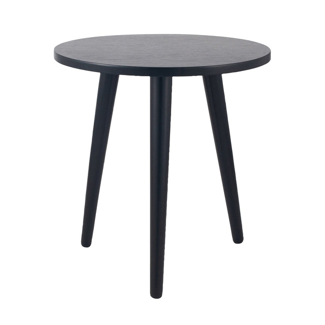 Bloomsbury Satin Black Pine Wood Round Side Table