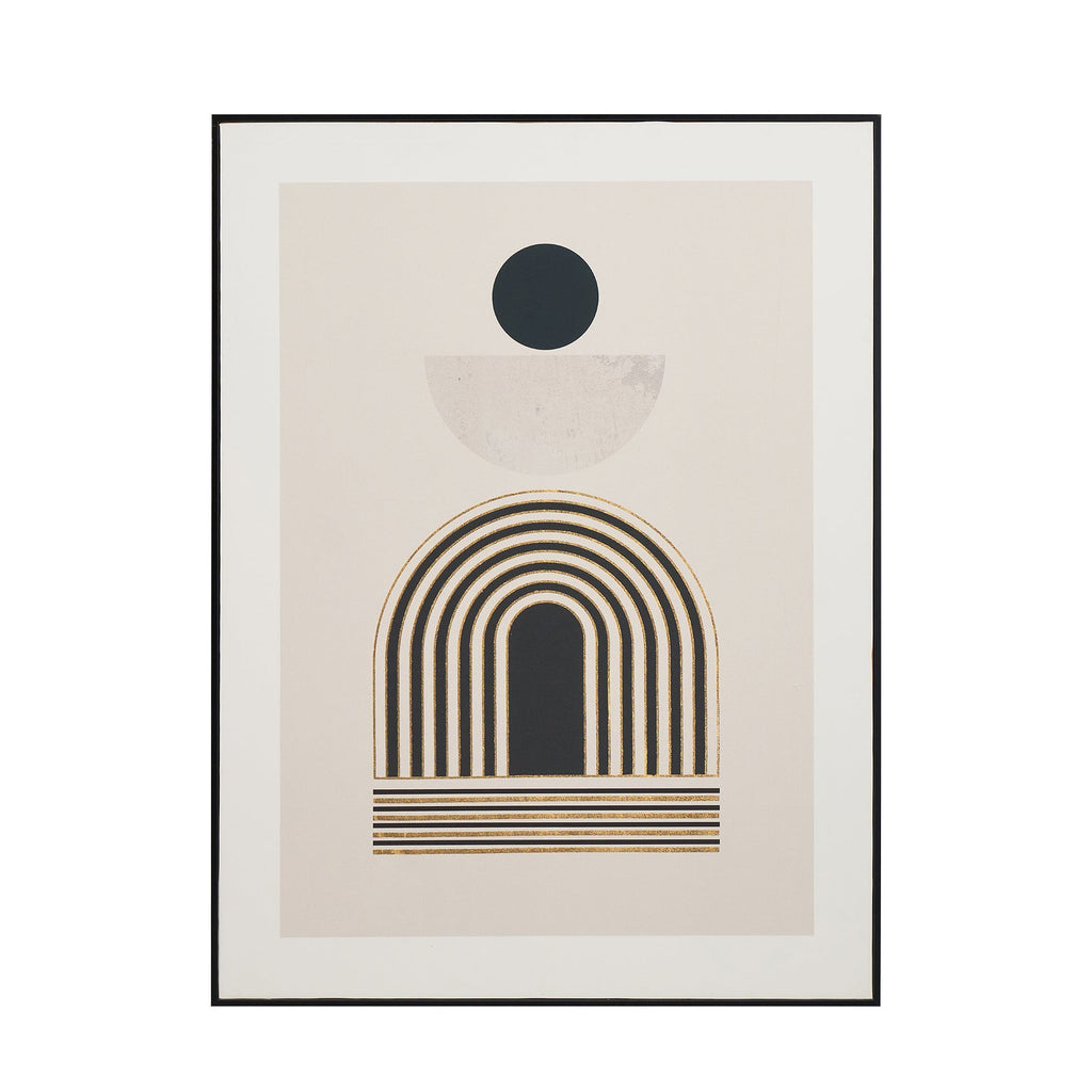Art Deco Print with Linear Gold Detail and Black Frame | Home Accents