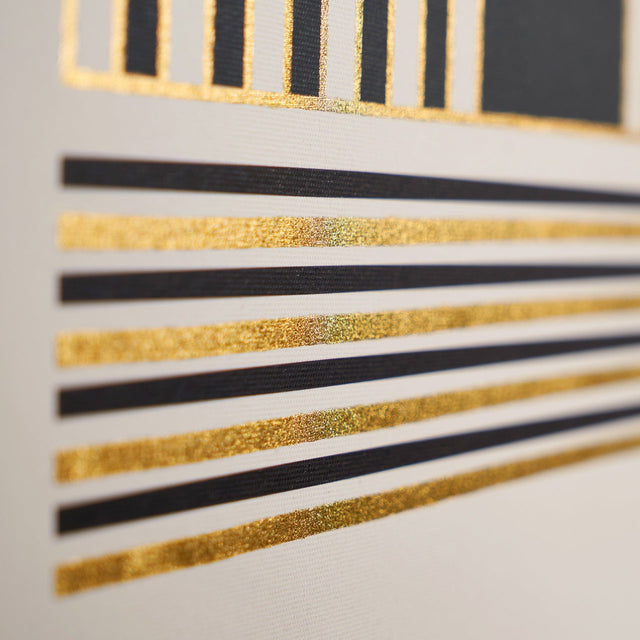 Eugène Art Deco Print with Linear Gold Detail and Black Frame