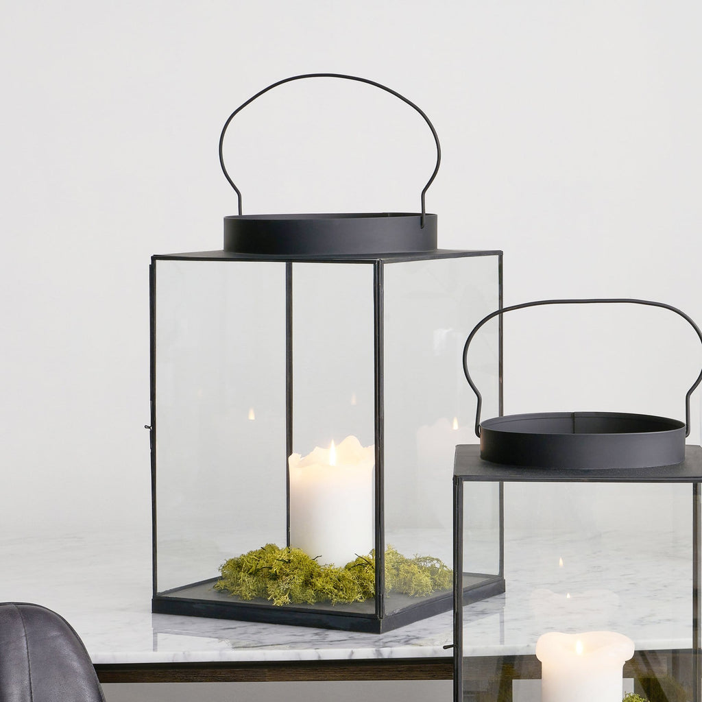 Large square glass candle holders sales