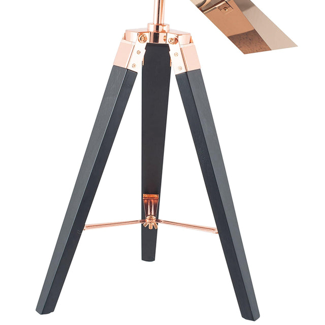 Ruma Black Wood & Copper Film Tripod Table Lamp | Table Lamps | Rūma