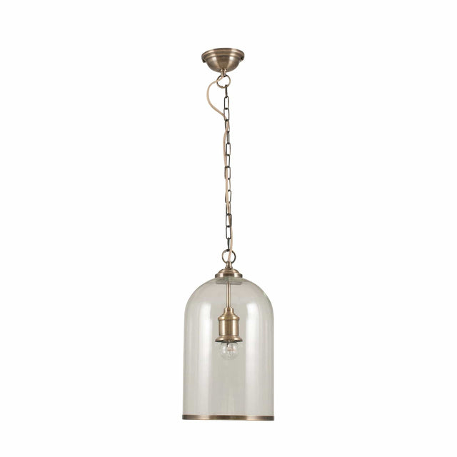 Bella Clear Glass and Antique Brass Rimmed Pendant