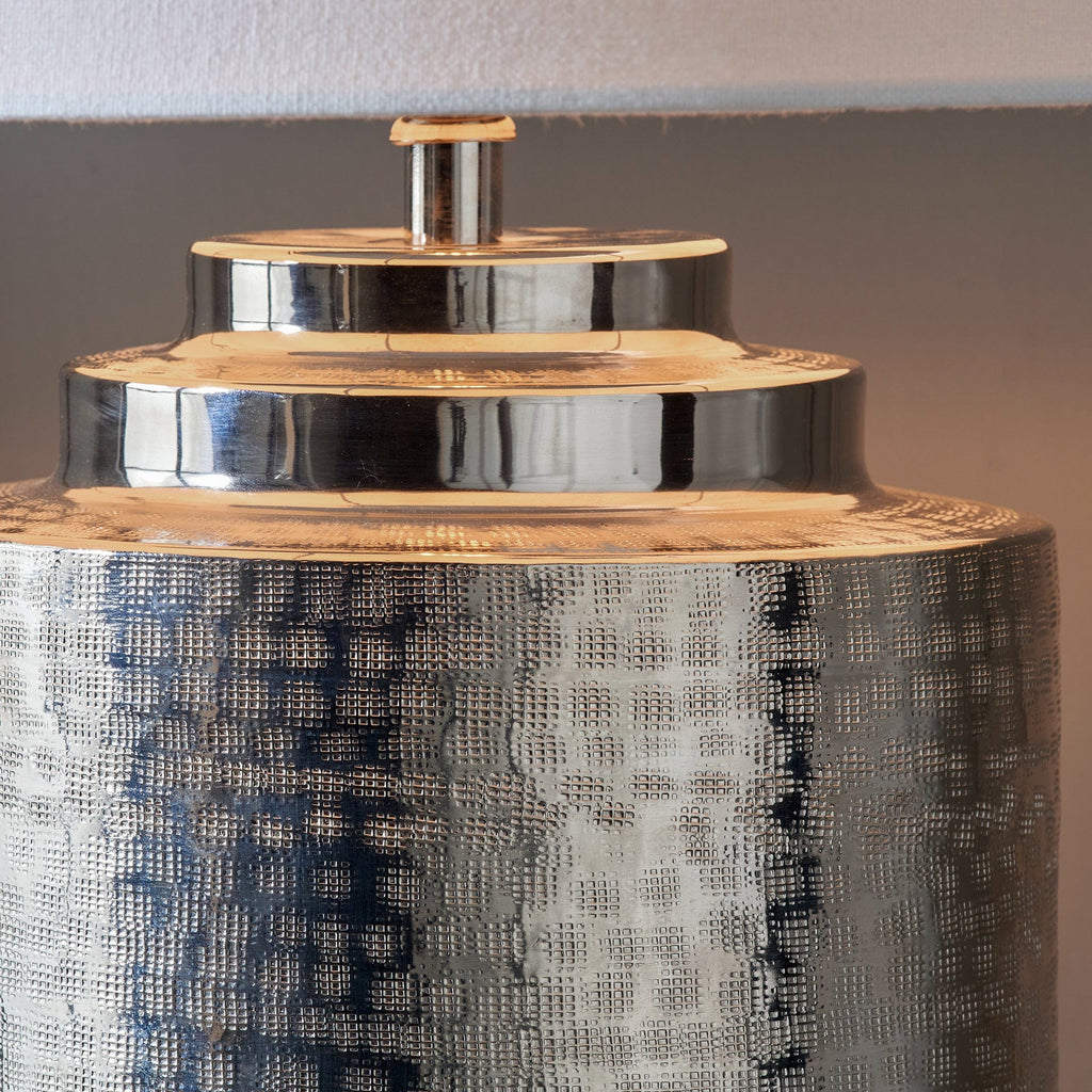 Elmore Silver Hammered Metal Tall Table Lamp Base