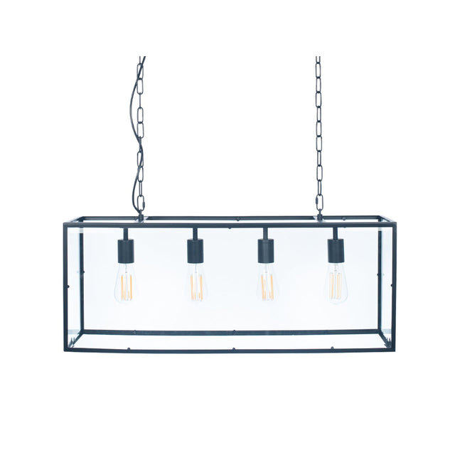 Harpenden Matt Black Metal & Glass Four Bulb Pendant