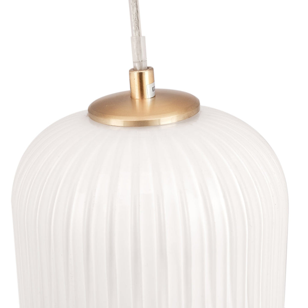 White Ribbed Glass Pendant Lighting
