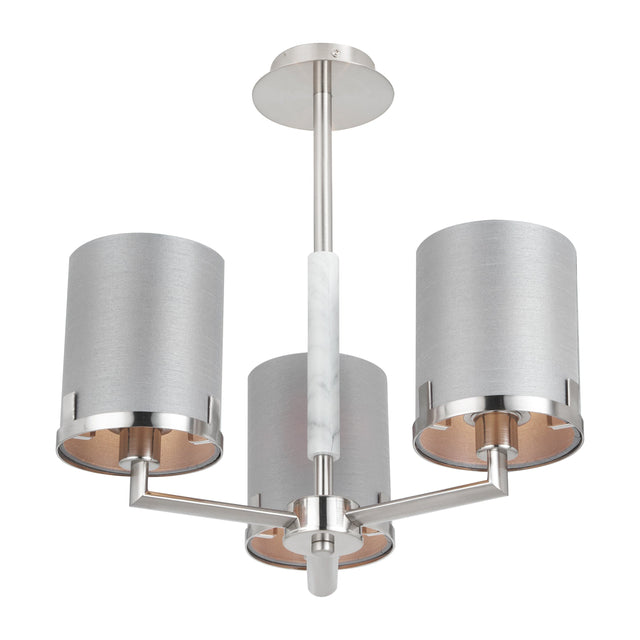 Ruma Silver and Grey Marble 3 Arm Pendant | Lighting | Rūma