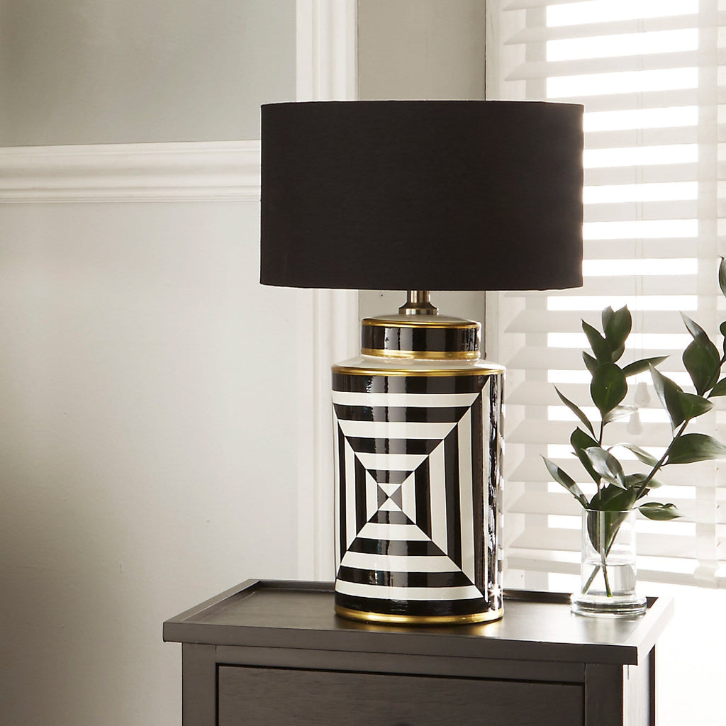Black and white sales striped lamp base