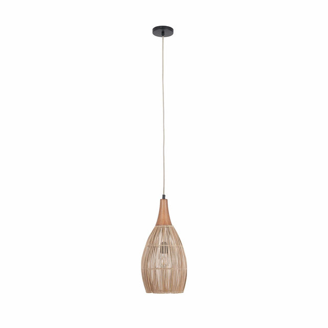 Ruma Natural and Wood Tall Pendant | Lighting | Rūma