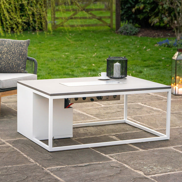 Cosiloft White & Grey Rectangular Coffee Table Fire Pit