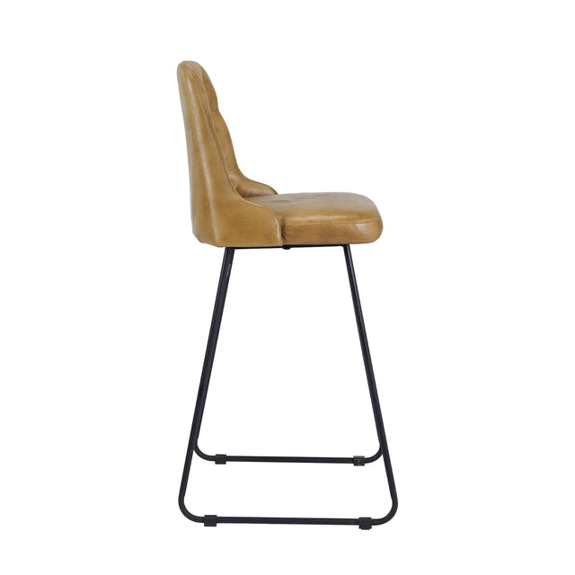 Abriana Mustard Leather Bar Stool