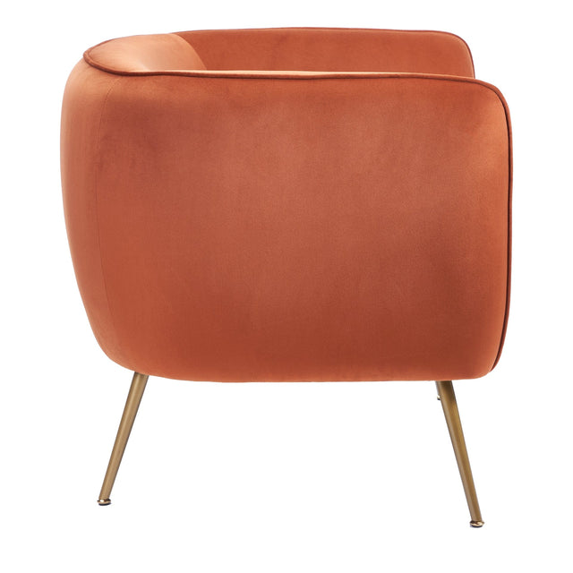 Ruma Tobacco Velvet Chair with Gold Legs | Seating | Rūma