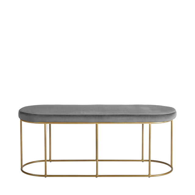 Ruma Dove Grey Velvet Bench with Gold Metal Frame | Seating | Rūma