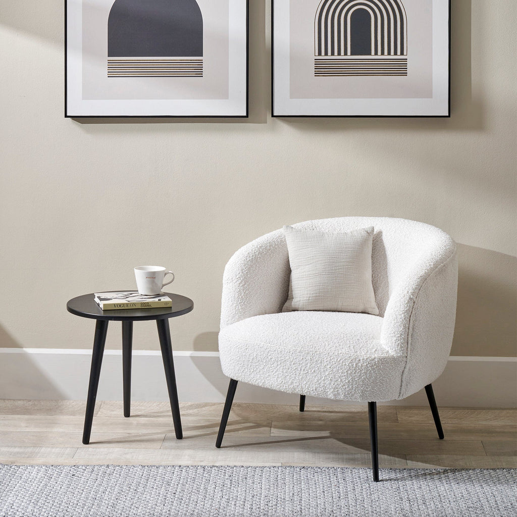 White Boucle Tub Chair Seating