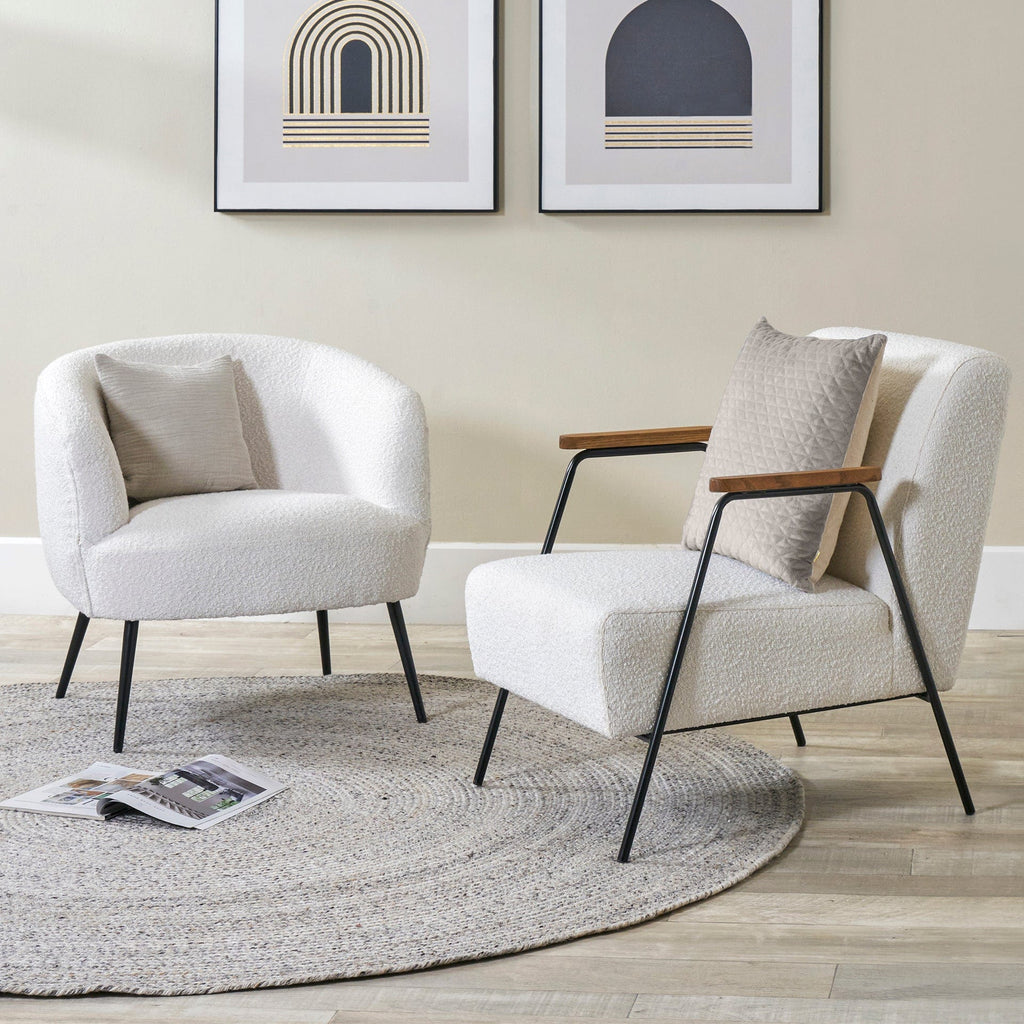 Milena White Boucle Tub Chair