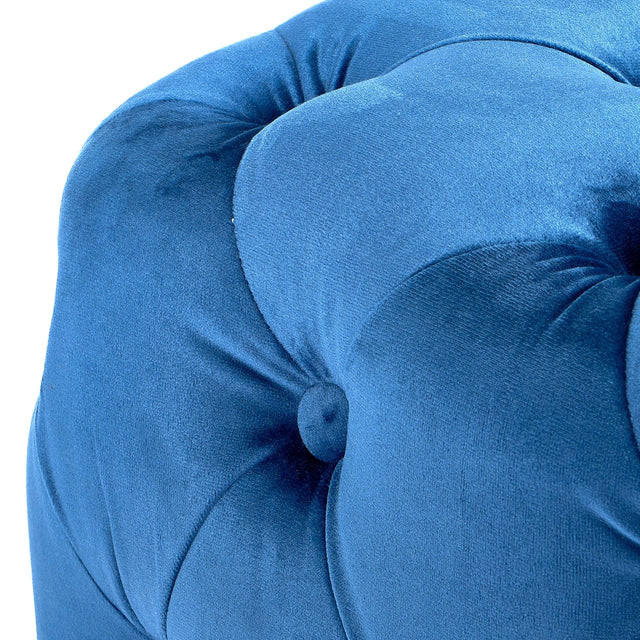 Ruma Sapphire Blue Velvet Buttoned Ottoman | Seating | Rūma
