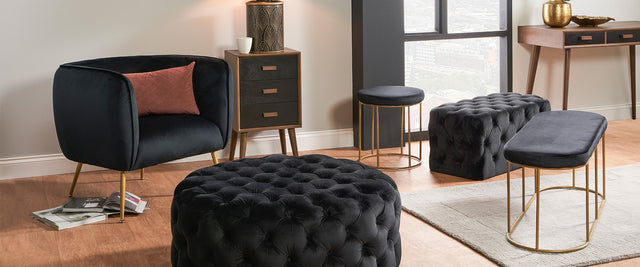 Black Chairs & Ottomans