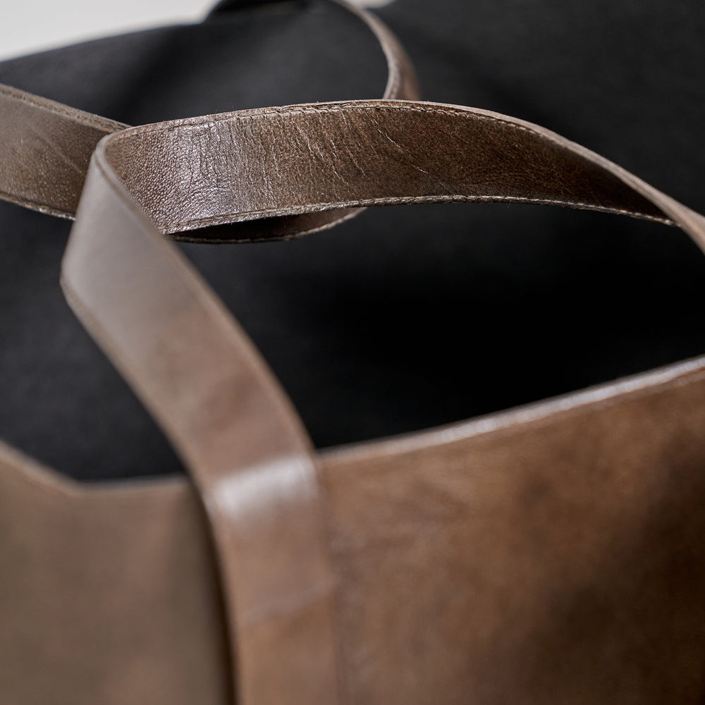 Luca Peppercorn Leather Handled Storage S/2