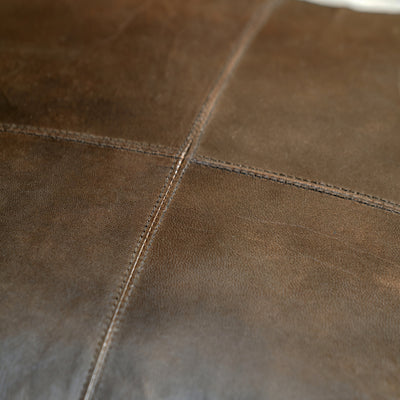Leandro Peppercorn Leather Square Pouffe