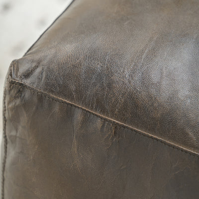 Leandro Peppercorn Leather Square Pouffe