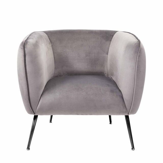 Andrea Dove Grey Velvet Chair with Metal Legs