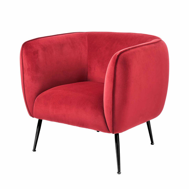 Andrea Red Velvet Chair with Metal Legs