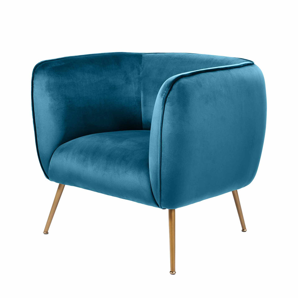 Andrea Blue Velvet Chair with Metal Legs