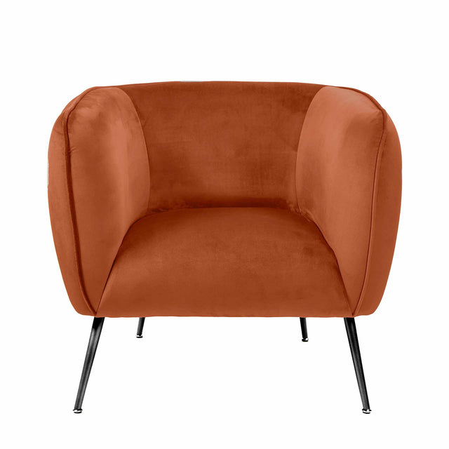 Andrea Tobacco Velvet Chair with Metal Legs