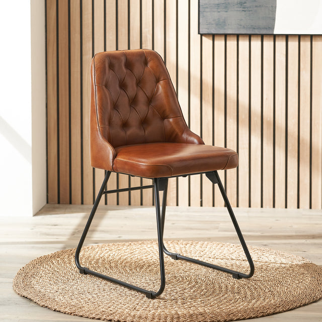 Abriana Vintage Brown Leather Dining Chair