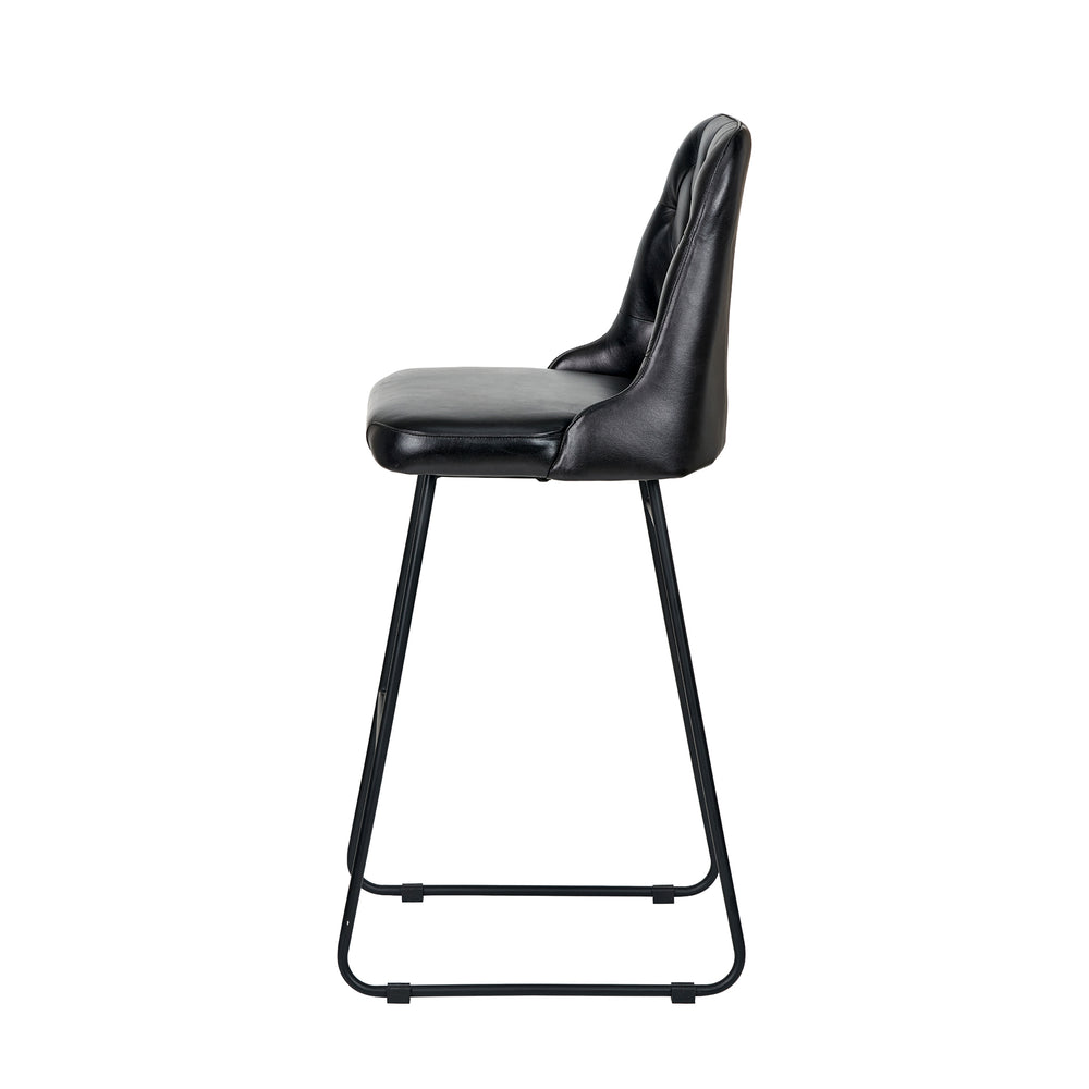Abriana Vintage Ash Black Leather Bar Stool