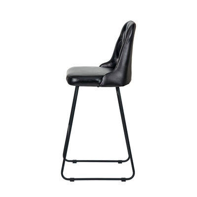 Abriana Vintage Ash Black Leather Bar Stool