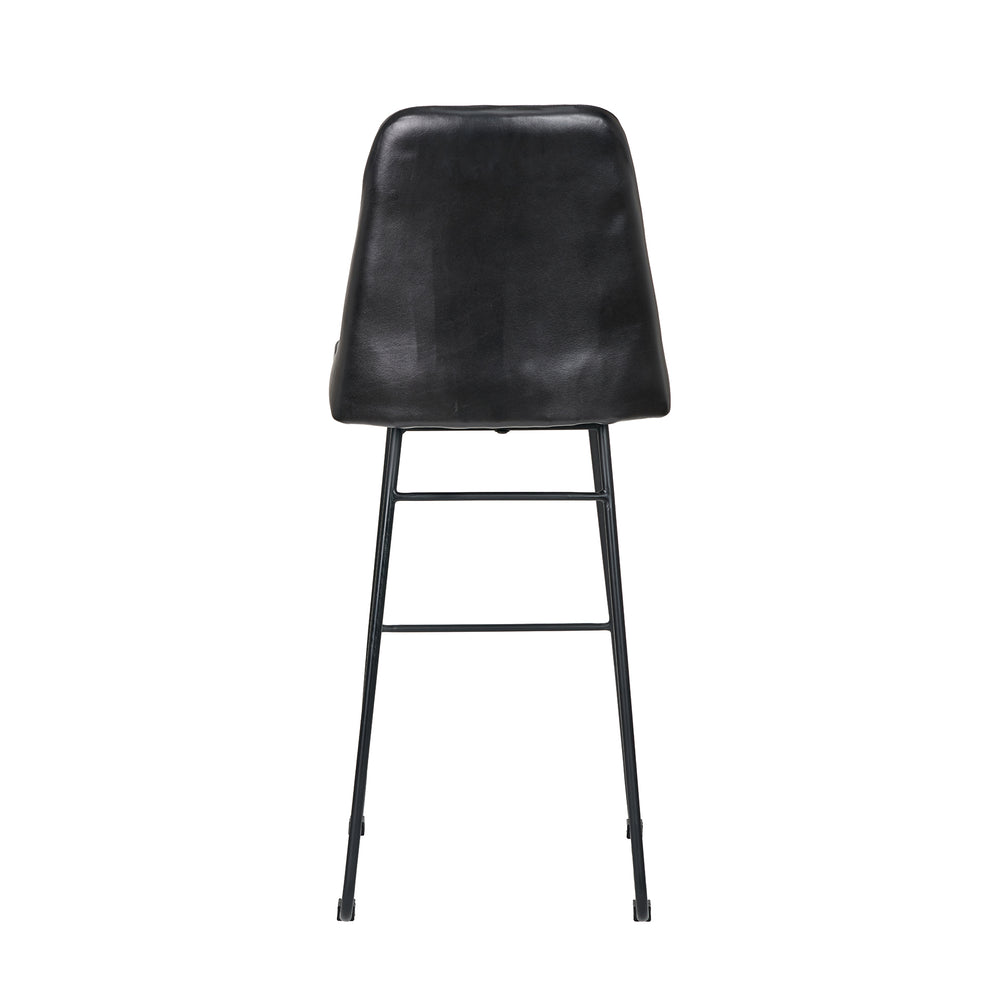 Abriana Vintage Ash Black Leather Bar Stool