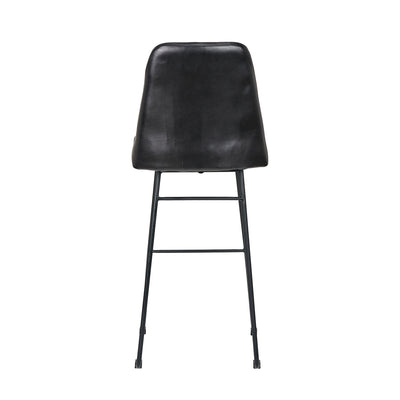 Abriana Vintage Ash Black Leather Bar Stool